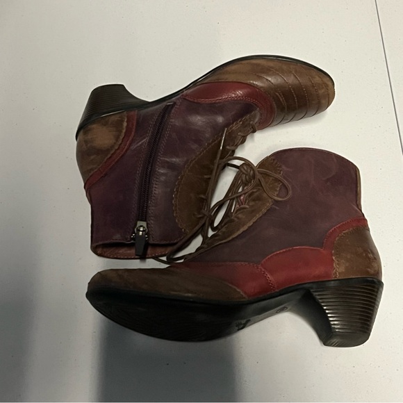 Dansko Felix Leather Ankle Boot Red Brown Purple Leather Lace Up SZ 36 - Picture 7 of 16